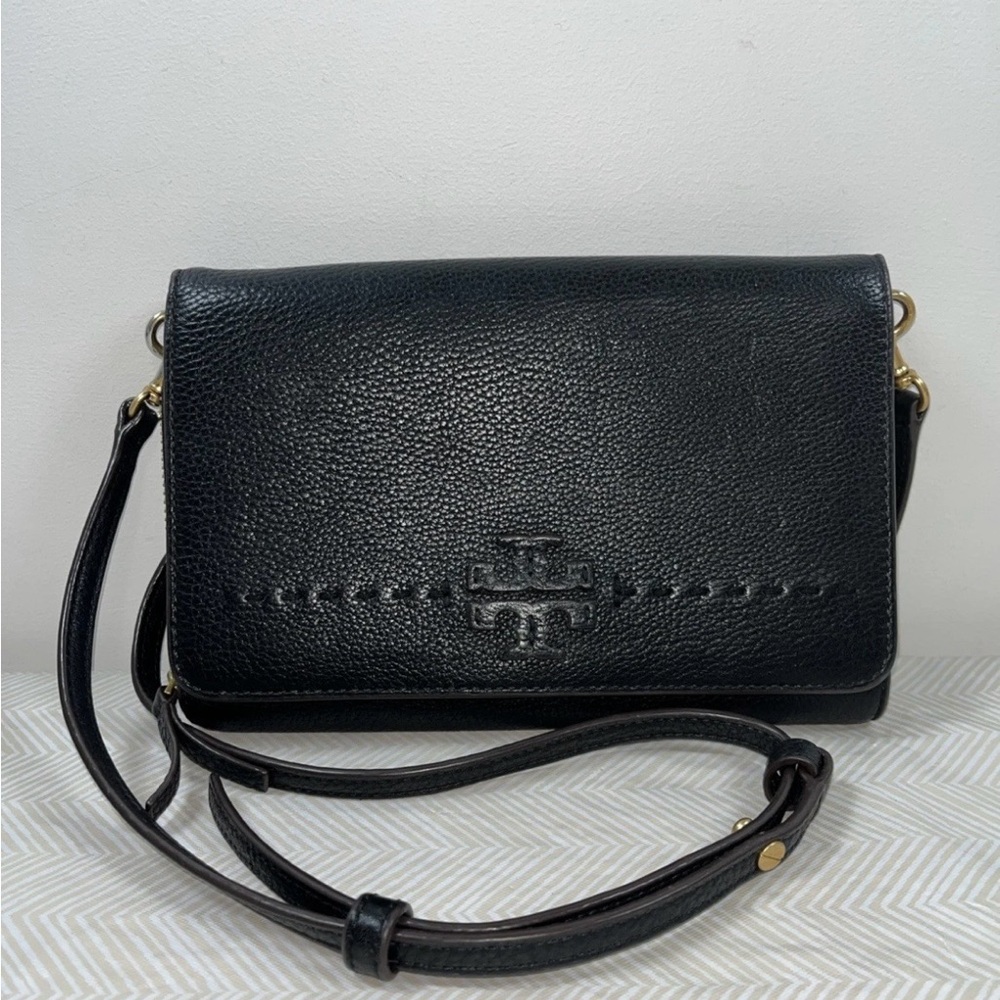 Tory Burch Black Pebbled Leather Crossbody Bag